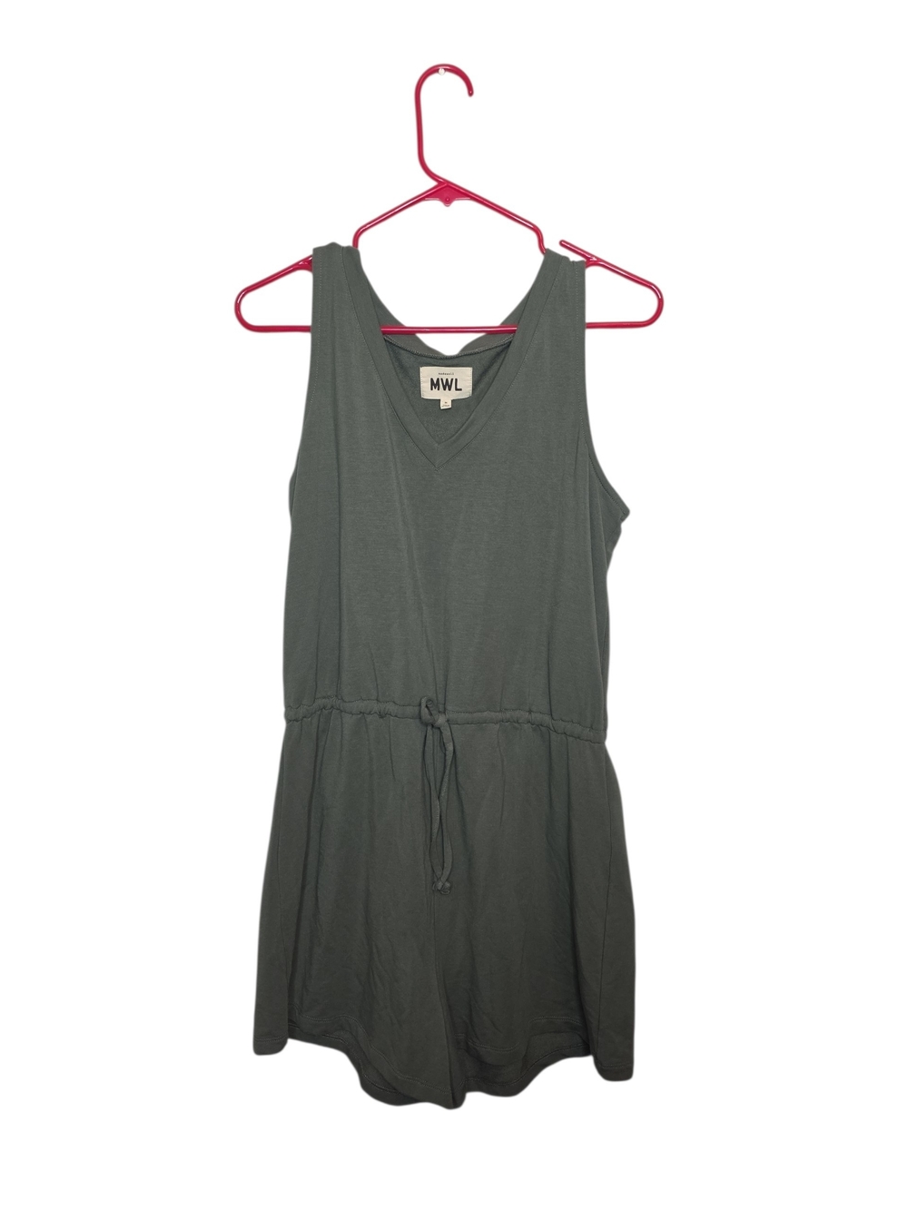 Women's Madewell drawstring romper in green, size medium